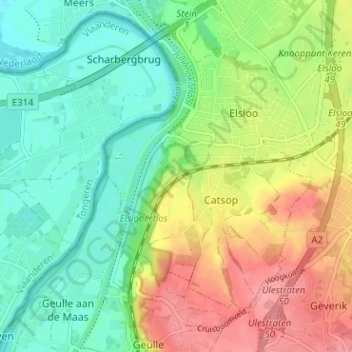 Terhagen地形图、海拔、地势