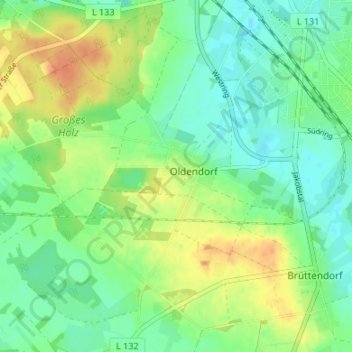 Oldendorf地形图、海拔、地势
