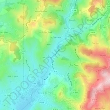 Le Ronzy地形图、海拔、地势