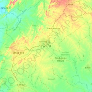 Corozal地形图、海拔、地势