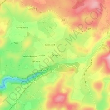 Fangas地形图、海拔、地势
