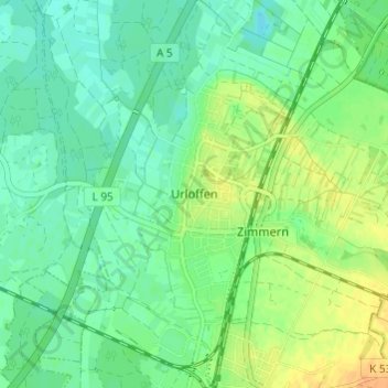 Urloffen地形图、海拔、地势