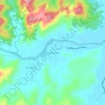 Pandanon地形图、海拔、地势