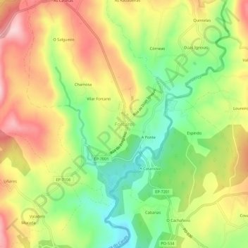 Forcarei地形图、海拔、地势