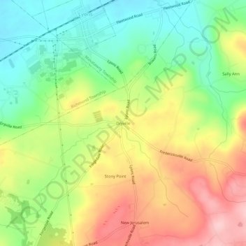 Dryville地形图、海拔、地势