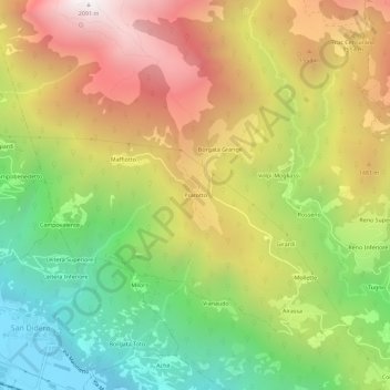 Prarotto地形图、海拔、地势