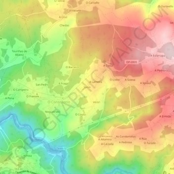 Sanín地形图、海拔、地势