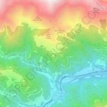 Cascine地形图、海拔、地势