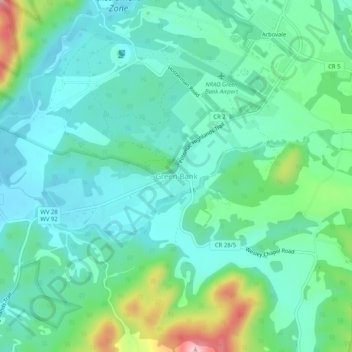 Green Bank地形图、海拔、地势