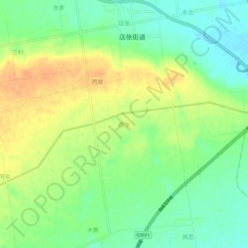 西张地形图、海拔、地势