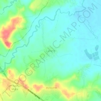 Laoang地形图、海拔、地势