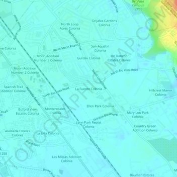 La Fuente Colonia地形图、海拔、地势