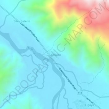 Calabasa地形图、海拔、地势