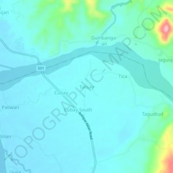 Talisay地形图、海拔、地势