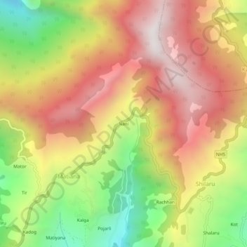Nani地形图、海拔、地势
