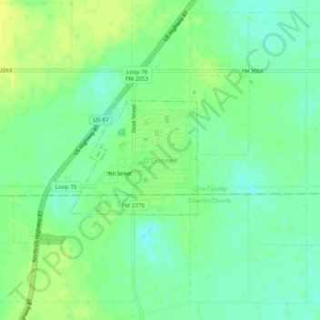 O'Donnell地形图、海拔、地势