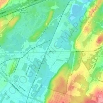 Kenvil地形图、海拔、地势