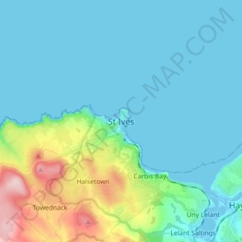 St Ives地形图、海拔、地势