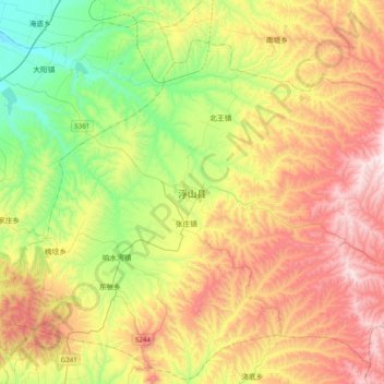 浮山县地形图、海拔、地势