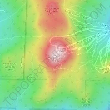 Mont Orford地形图、海拔、地势
