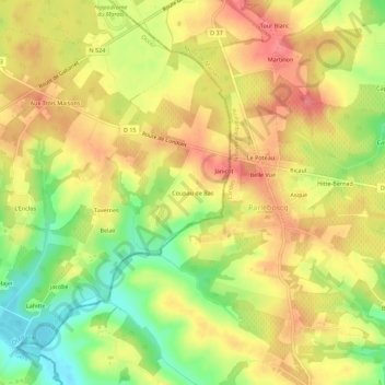 Coupau de Bas地形图、海拔、地势