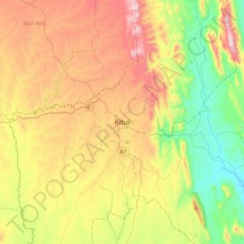 Kitui地形图、海拔、地势