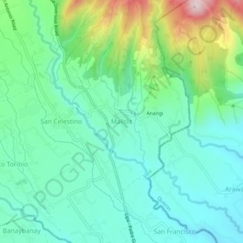 Malitlit地形图、海拔、地势