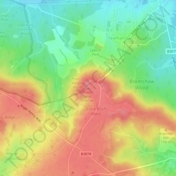 Pipers Wait地形图、海拔、地势