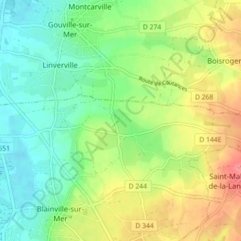 La Jeannerie地形图、海拔、地势