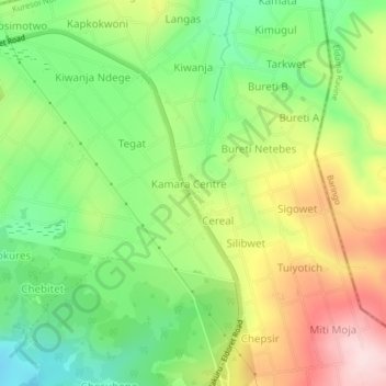 Kamara地形图、海拔、地势