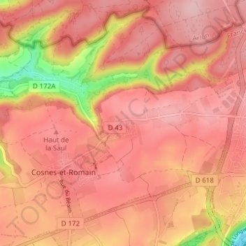Romain地形图、海拔、地势