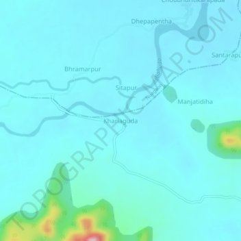 Khariaguda地形图、海拔、地势