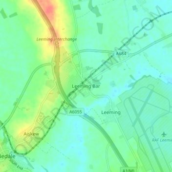 Leeming Bar地形图、海拔、地势