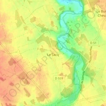 Le Haut Sacq地形图、海拔、地势