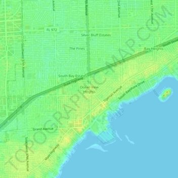 Ocean View Heights地形图、海拔、地势