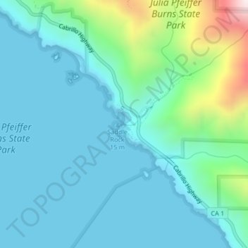 McWay Falls地形图、海拔、地势