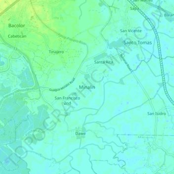 Minalin地形图、海拔、地势