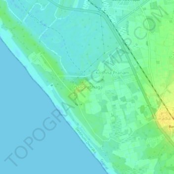 Chandrabhaga地形图、海拔、地势