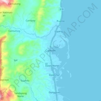 Carmen地形图、海拔、地势