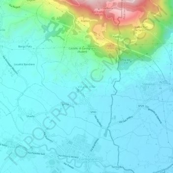 Villa di Villa地形图、海拔、地势