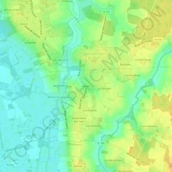 Poutot地形图、海拔、地势