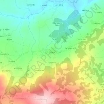 O Burgo地形图、海拔、地势