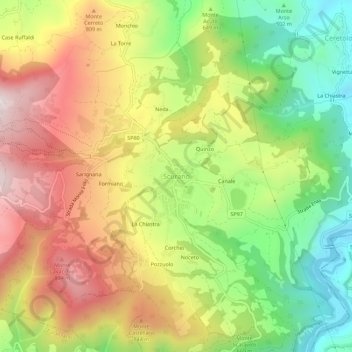 Scurano地形图、海拔、地势