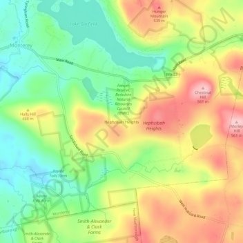 Hephzibah Heights地形图、海拔、地势