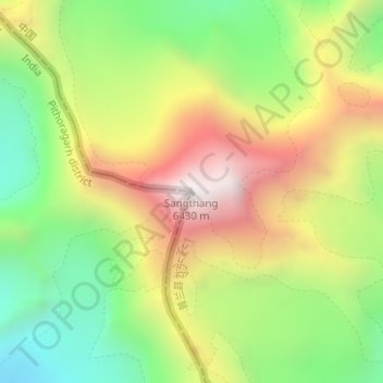 Sangthang地形图、海拔、地势