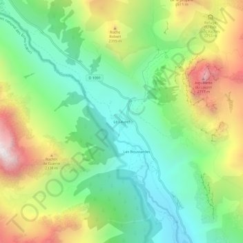 Le Lauzet地形图、海拔、地势