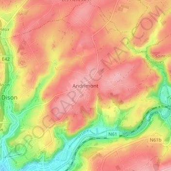 Andrimont地形图、海拔、地势
