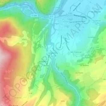 Les Buchets地形图、海拔、地势