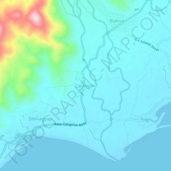 Calabgan地形图、海拔、地势