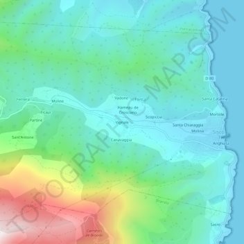 Vignale地形图、海拔、地势